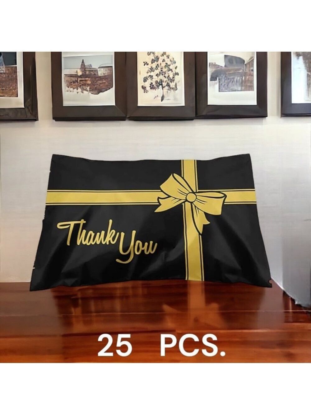 25 10X13 Poly Mailers Thank You Gold Ribbon, Shipping Envelopes PRICE IS FIRM - Picture 2 of 5